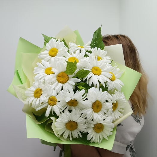 Букет ромашка полевая, лист малины 000233