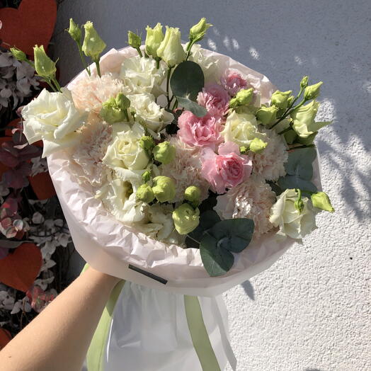 🤍Ажурный букетик Bloom room, Эустома, диантус