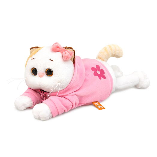 LKl18-002 Игрушка Кошечка Ли-Ли в худи с цветочком (лежачая)