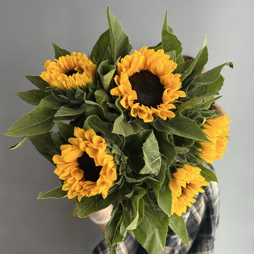 Букет солнечный 💛 яркие подсолнухи 🌻🌻🌻 5 шт