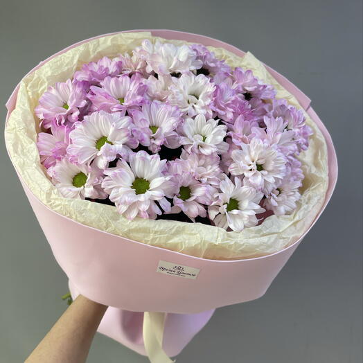 Букет из 5 розовых хризантем