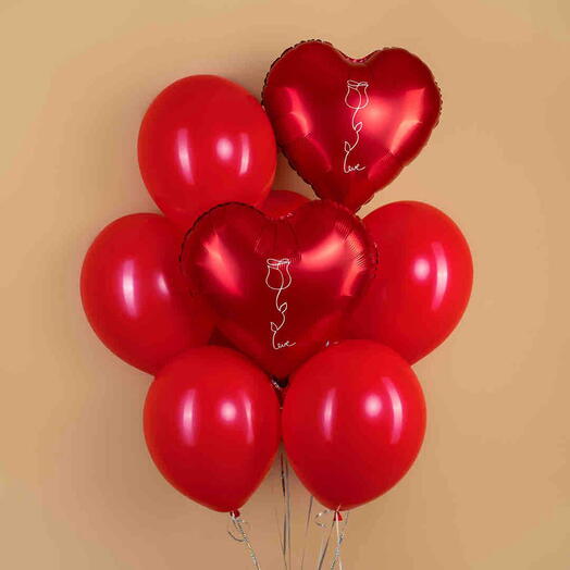 Набор воздушных шаров «сердце с розой»