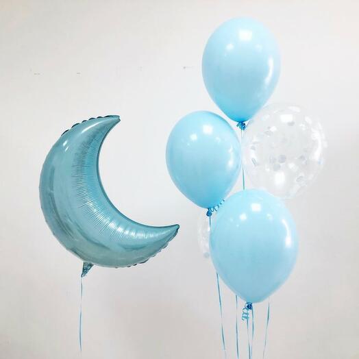 Set of 6 helium balloons "Blue Dreams"