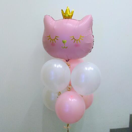 Bouquet of balloons for a girl "Kitty Princess" 7 balloons