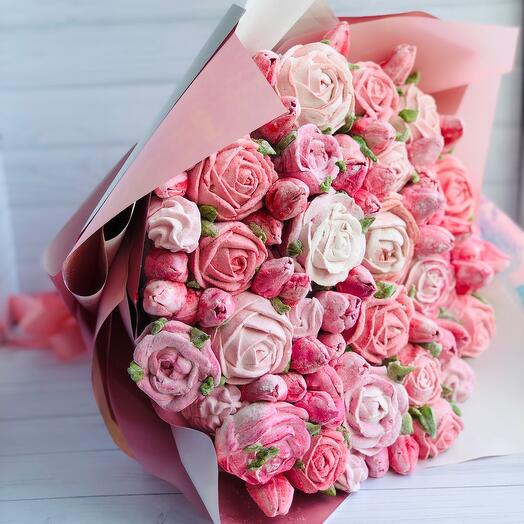Gran ramo de rosas de malvavisco