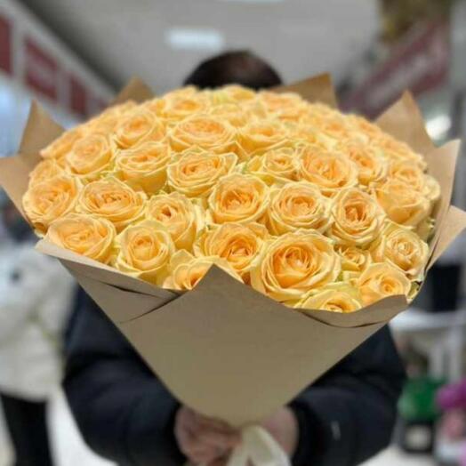 101 cream roses in a craft package