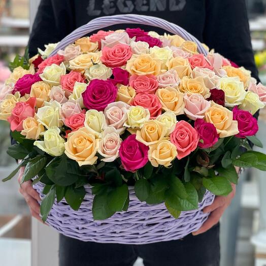Basket with 101 roses
