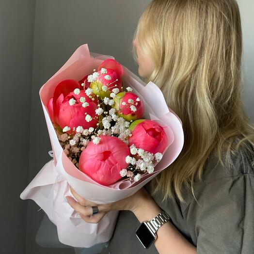 Пионы с гипсофилой 5