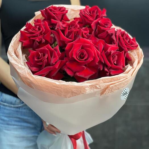 Gran ramo de rosas francesas rojas
