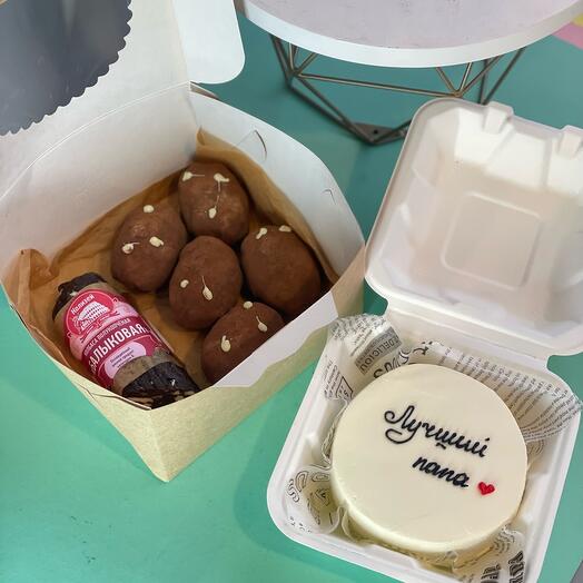Combo set of bento cake with your inscription and a set of assorted (potatoes, sausage)