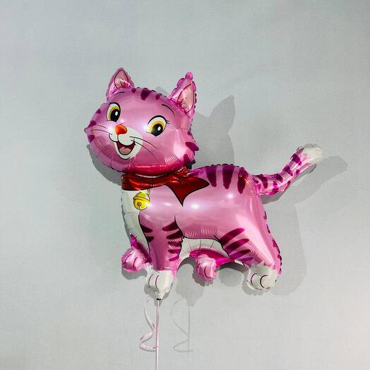 Foil balloon with helium pink kitty