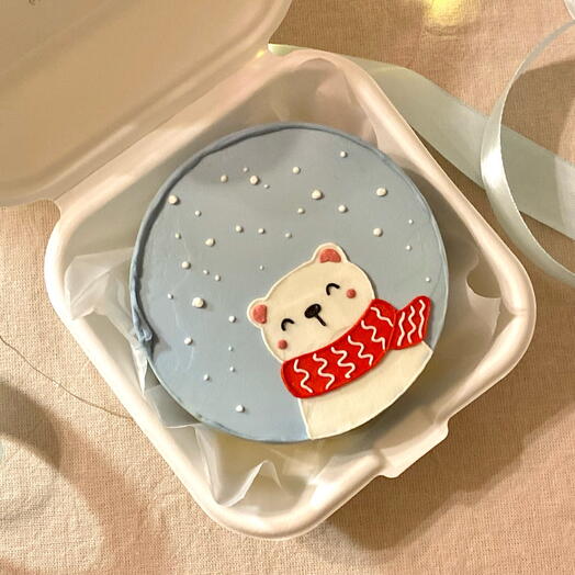 Бенто-торт с мишкой новогодний на Новый год