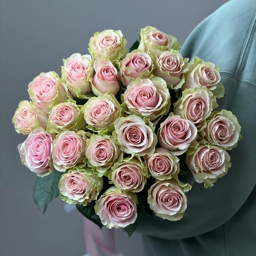 Букет из 25 нежно-розовых крупных роз 🎀