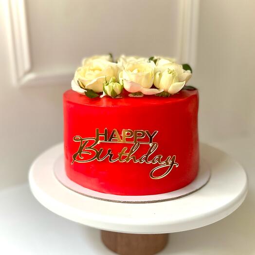 Торт 1кг с розами «Happy birthday»