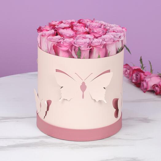 Butterfly Purple Roses Box