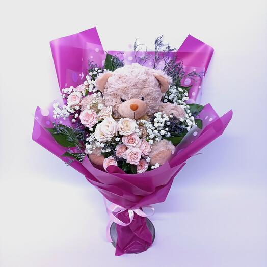 Bouquet with a Teddy Bear toy