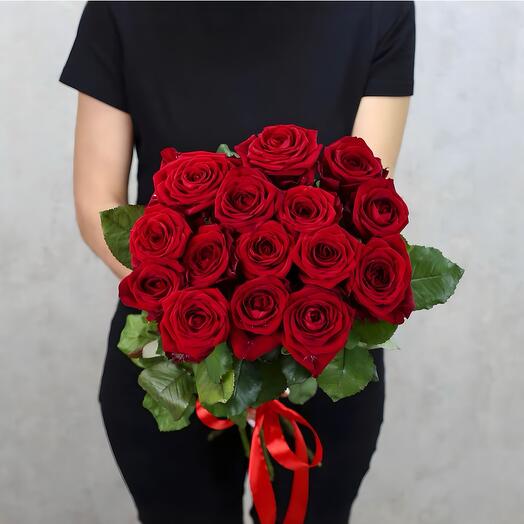 Красные розы 60 см, 15 шт
