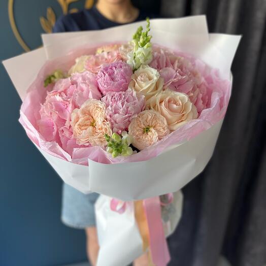 Peonies , hydrangea and roses bouquet