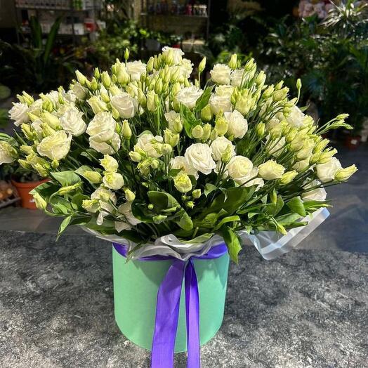 White lisianthus in box