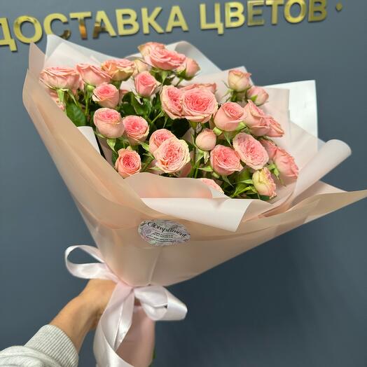 Bush roses are pink