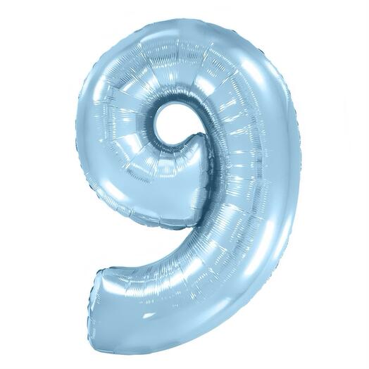 Фольгированный воздушный гелиевый шар цифра 9 голубая 102 см (40 дюймов) для украшения праздника и дня рождения