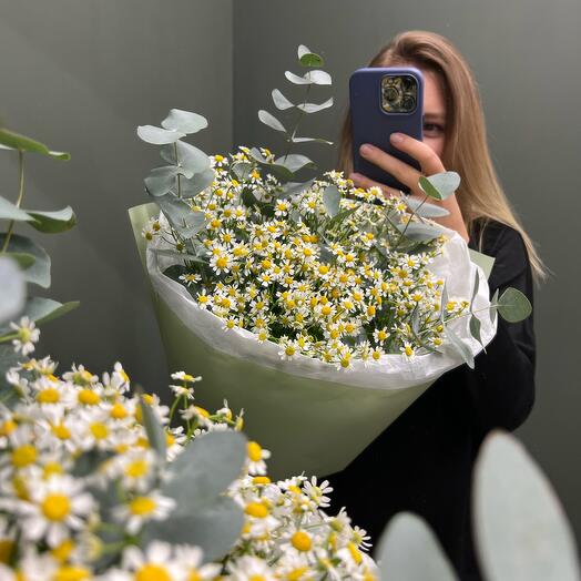 Пышный Букет из полевой ромашки с эвкалиптом🕊️