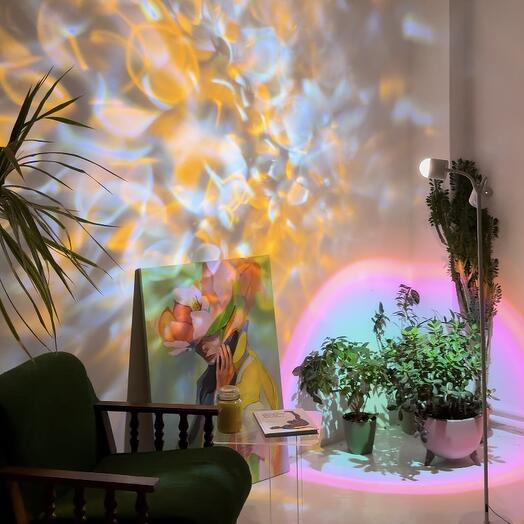 Светильник напольный RGB, закат + водная рябь, с пультом дистанционного управления