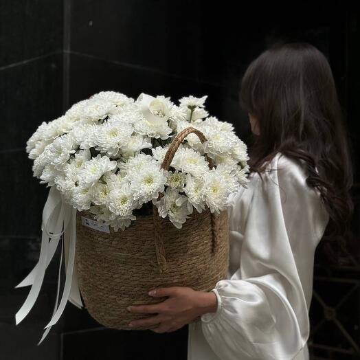 Кашпо с хризантемой