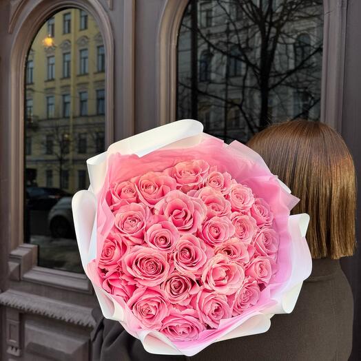 25 Розовых Роз 60см
