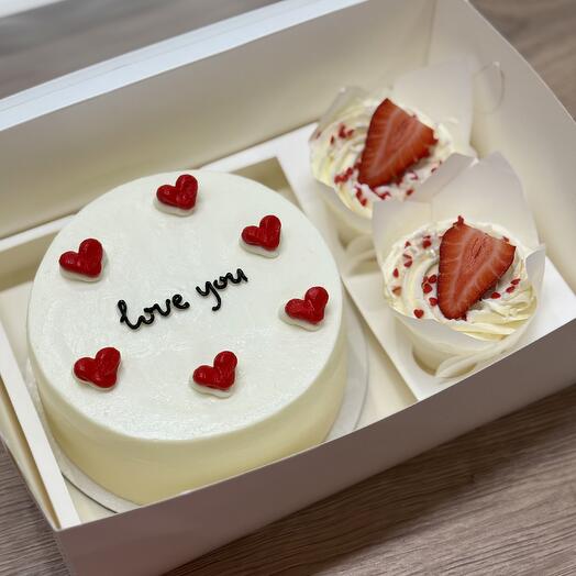 Бенто-торт MAXI+капкейки подарок любимому человеку на 8 марта