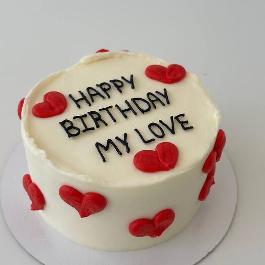 Торт 1кг "HAPPY BIRTHDAY MY LOVE" на День Рождения для девушки / для мужа