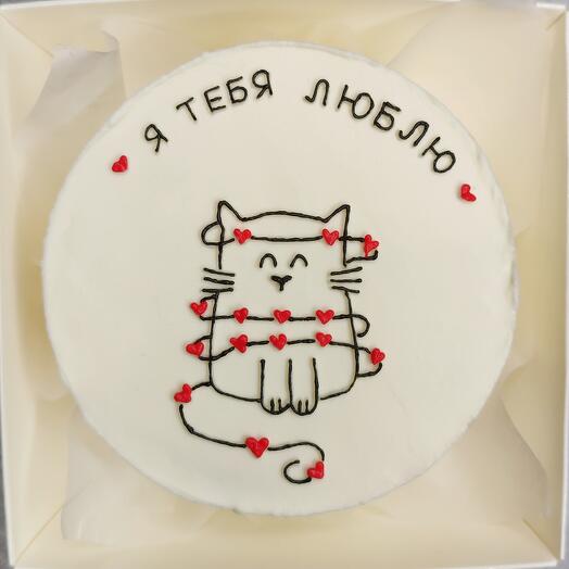 Бенто торт Я тебя люблю(кот с гирляндой)