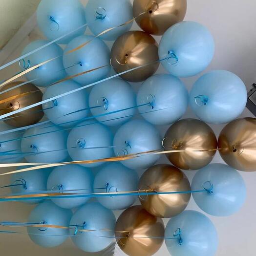 Шары под потолок голубой, золотой