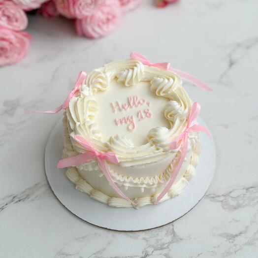 Бенто торт на день рождения Happy birthday Ламбет с розовыми бантиками