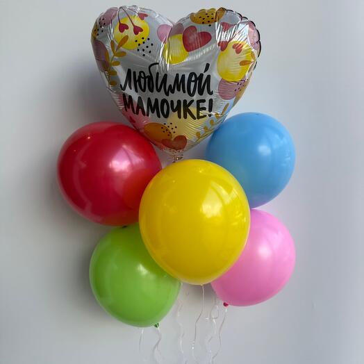 🎈Фонтан Шаров/Любимой маме/1 фольгированный/1латексный/День рождения/Цветы УФа/Доставка Уфа