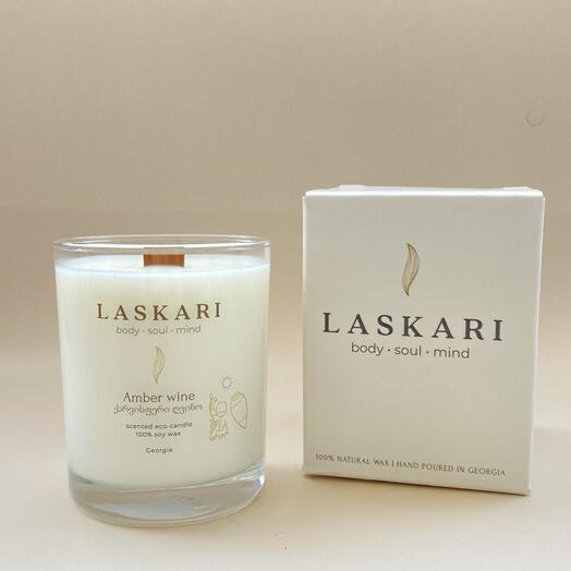 Свеча AMBER WINE в подарочной коробке | Natural scented candle AMBER WINE in gift box 240 ml LASKARI™