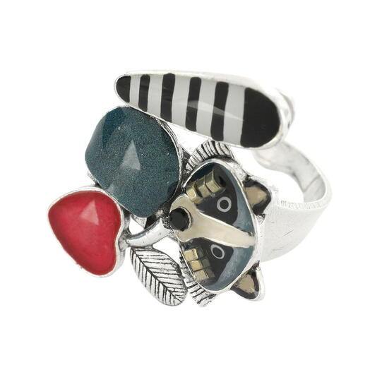 Кольцо TARATATA, Raton lover, цветная смола, бусины, слюдяная пудра, TT-T25-03402-104 серый