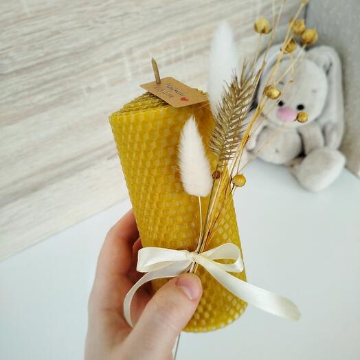 Свеча из натуральной вощины с лавандой (L)