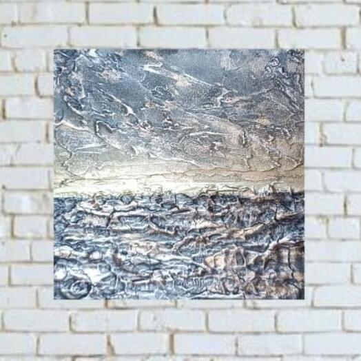 Интерьерная картина, фактурная картина. "Здравствуй, море" 16*16 см