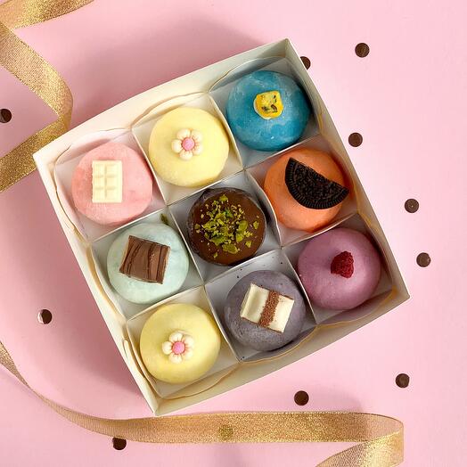 NEW! Подарочный набор моти с декором 9 шт. - японские пирожные, десерт в подарок