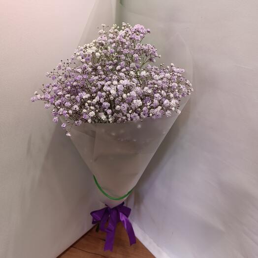 Букет 3 шт фиолетовые / лаванда / лиловые гипсофилы Голландия, композиция фиолетовая / лиловая гипсофила с оформлением