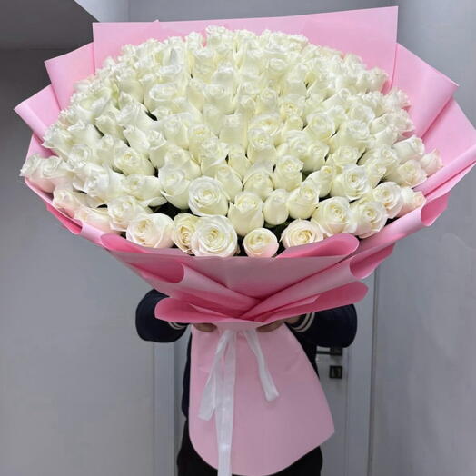 Белые розы 101 шт 80 см