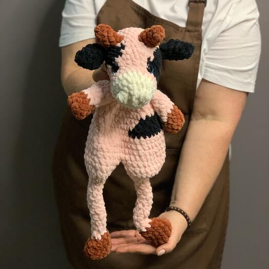 Игрушка сплюшка корова розовая