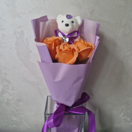 Мыльный букет с мишкой
