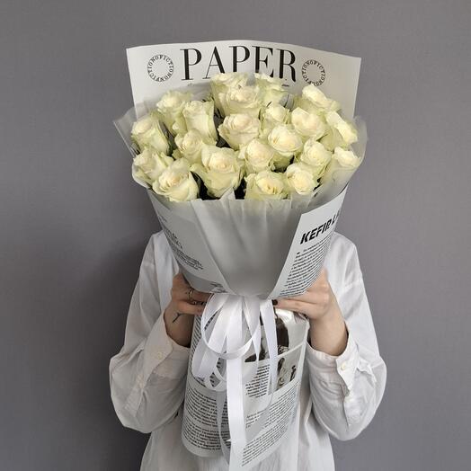 Букет 21 роза белая импорт