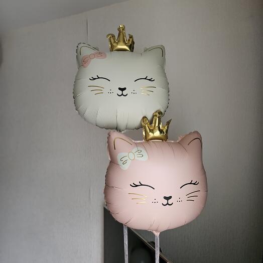 Воздушные шары фигуры Кошечки принцессы пудровые и бежевые -2шара