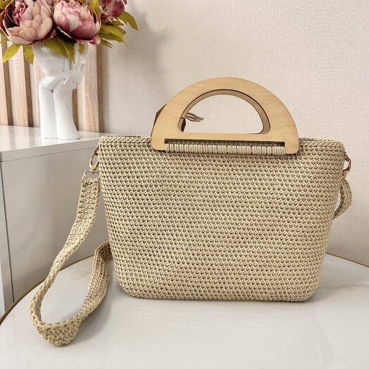 Сумка ручной работы с деревянными ручками