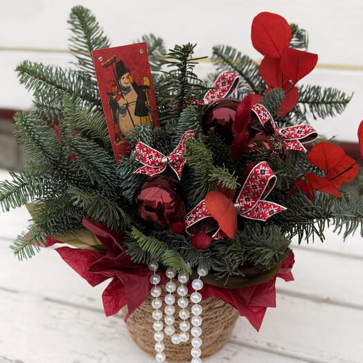 Корзина с нобилисом и декором 🌲