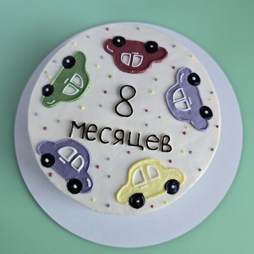 Торт 1кг детский для сына на день рождения. Машинки. 8 месяцев