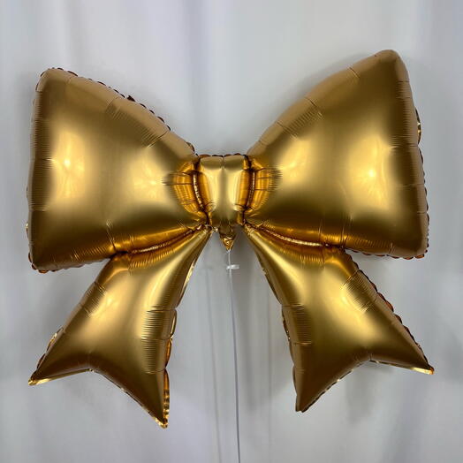 Воздушный шар бантик золотой Сатин гелий. Helium balloon gold ribbon satin